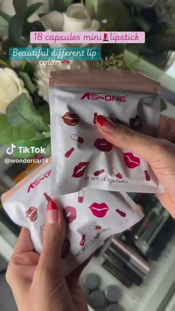 Mini Capsule Lipstick Set – 18 Pcs Mini Lipsticks in One Pack | Portable Lip Color Collection