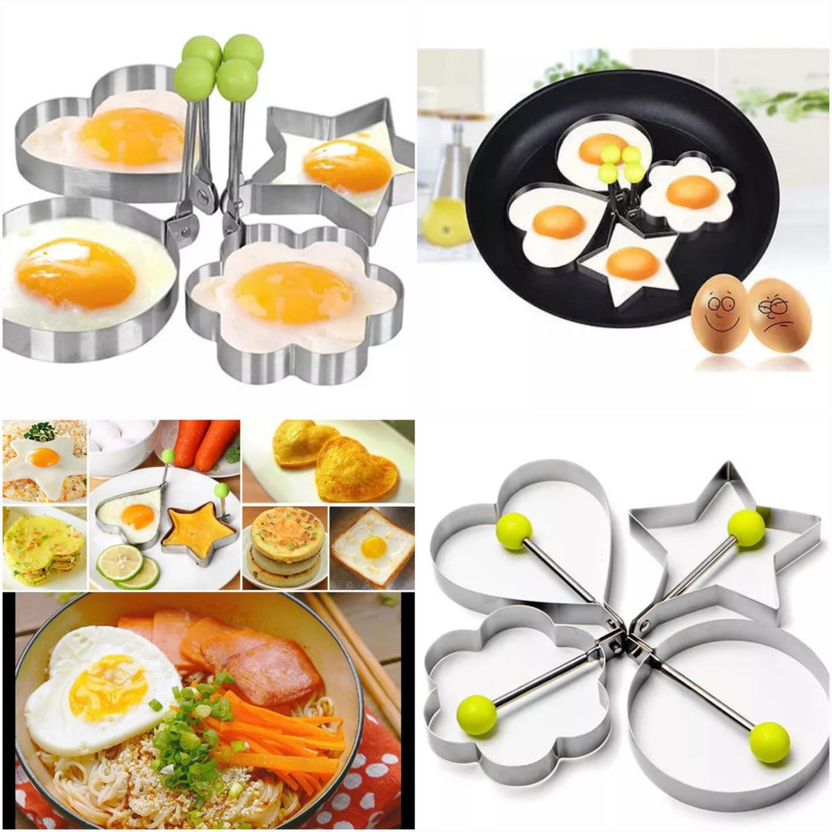 4 Pcs Egg Moulds & Pancake Shapers – Non-Stick Breakfast Cooking Molds for Eggs & Pancakes Seasonwize