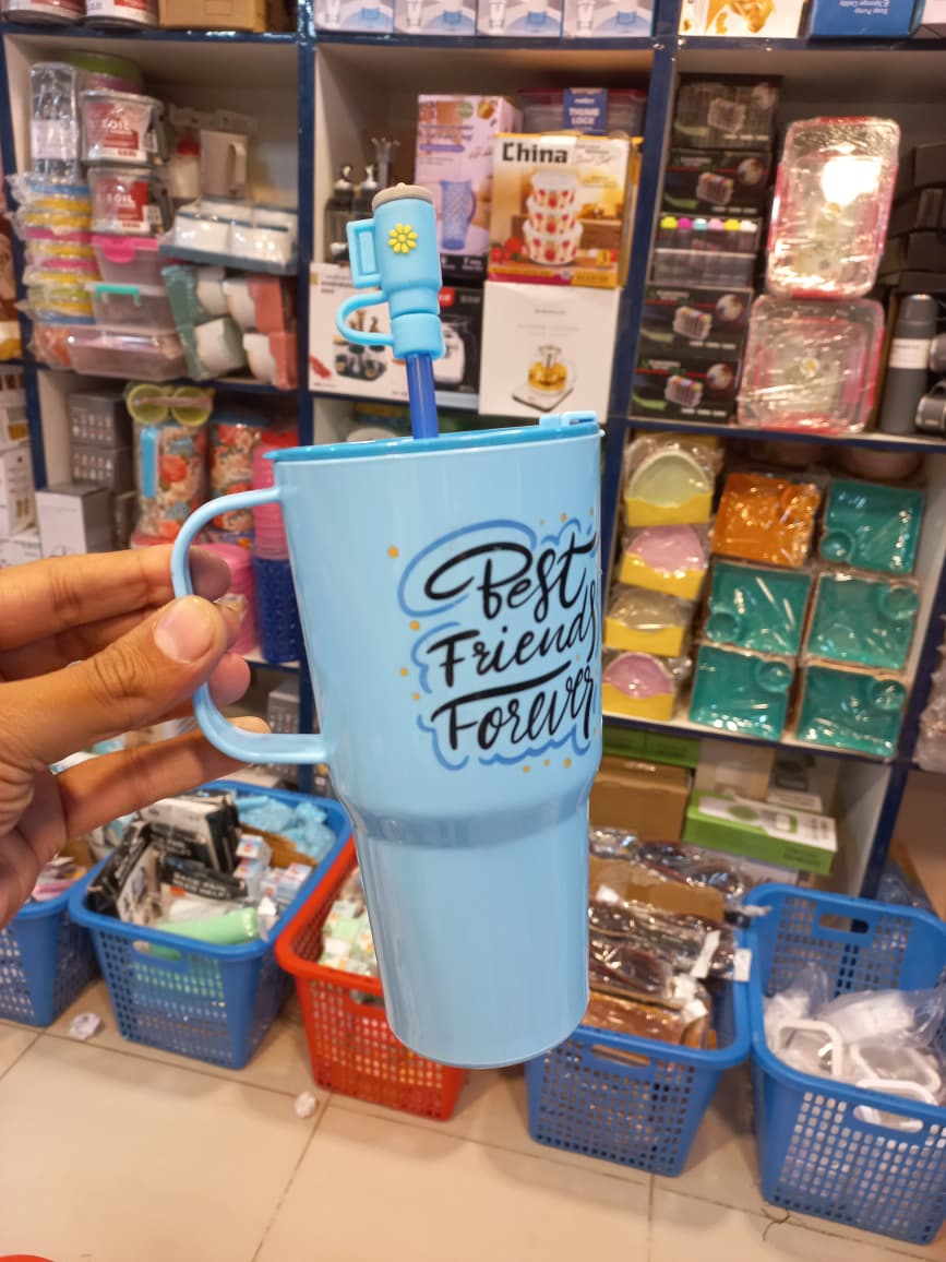 750ml Cute Mini Tumbler with Straw & Straw Cap | Reusable Plastic Water Cup – Random Color Seasonwize