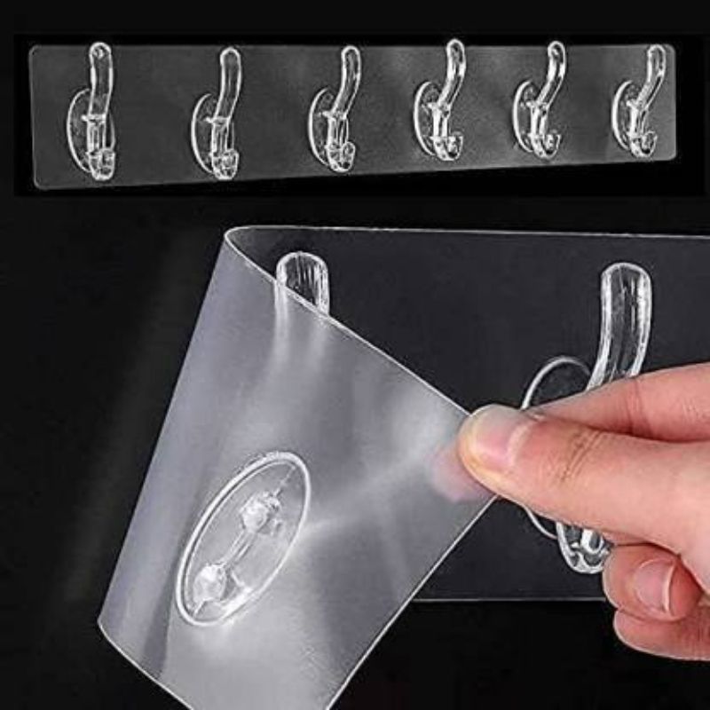 Transparent Wall Hooks for Hanging | Self Adhesive No Drill Sticky Hooks Seasonwize