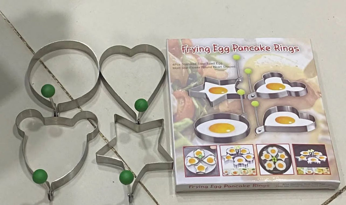 4 Pcs Egg Moulds & Pancake Shapers – Non-Stick Breakfast Cooking Molds for Eggs & Pancakes Seasonwize