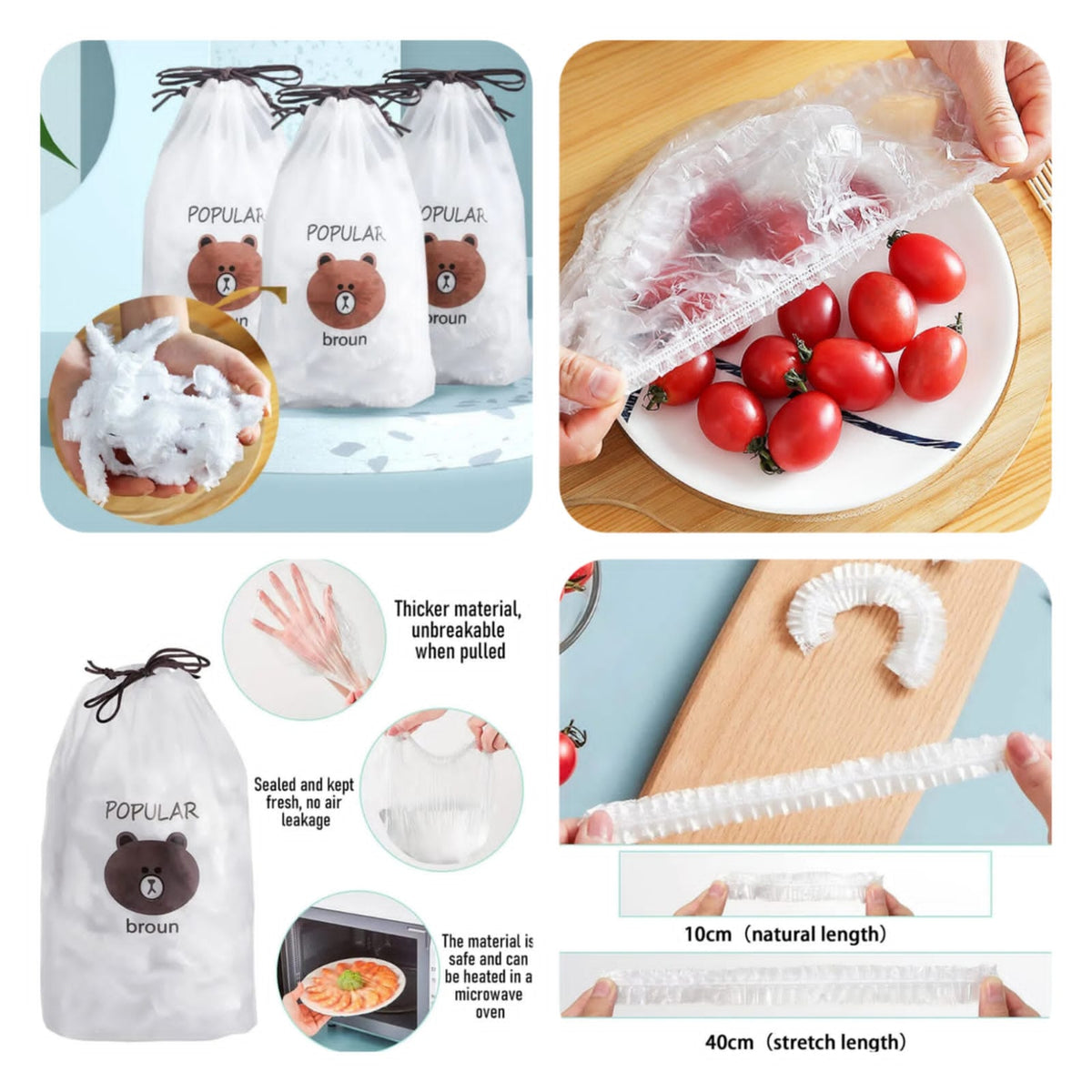 100Pcs Disposable Food Cover Bags – Plastic Food Storage Covers for Kitchen & Home Seasonwize