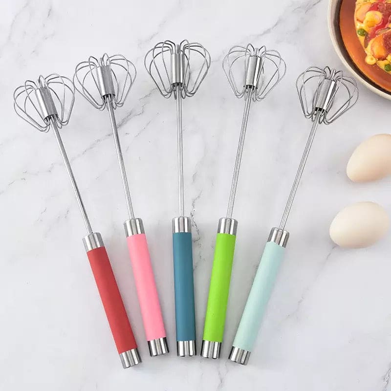 Colorful Long Handle Whisker – Stainless Steel Manual Press Type Egg Beater & Mixer Seasonwize