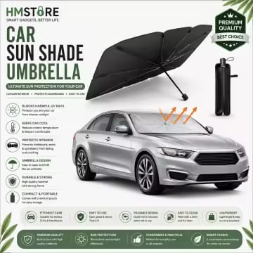 Car Sun Shade Umbrella – Foldable Windshield Sunshade for UV & Heat Protection Seasonwize