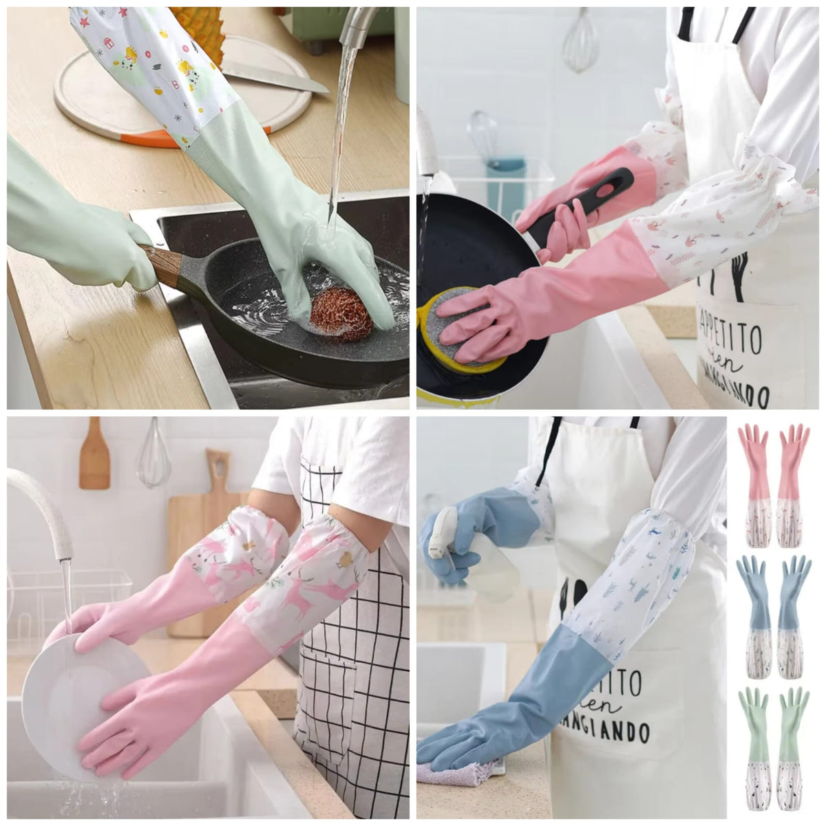 Dishwashing Full Gloves – Waterproof Reusable Kitchen Cleaning Gloves | Random Color Seasonwize