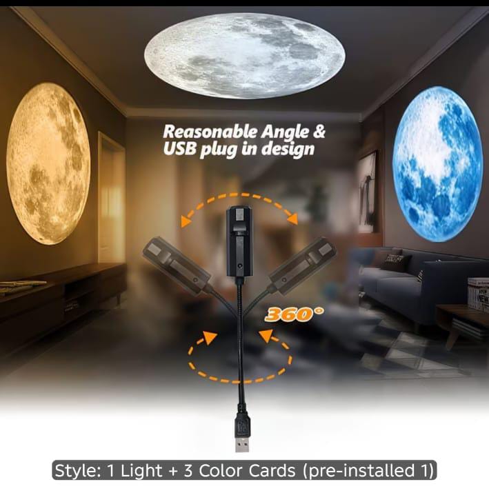 USB Starry Sky Projection Night Light with 3 Replaceable Projection Discs | 3D Mood & Room Atmosphere Lamp Seasonwize