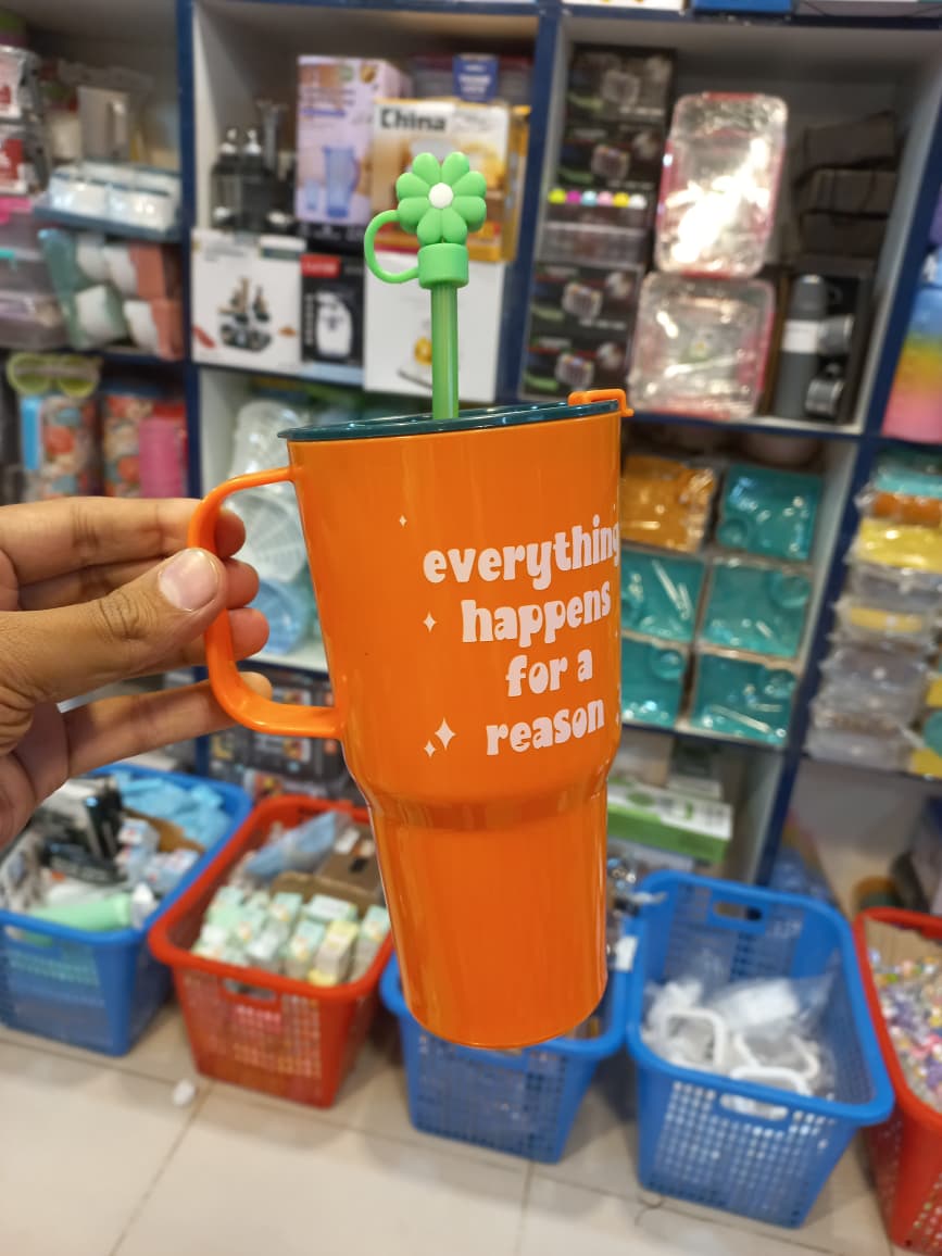 750ml Cute Mini Tumbler with Straw & Straw Cap | Reusable Plastic Water Cup – Random Color Seasonwize
