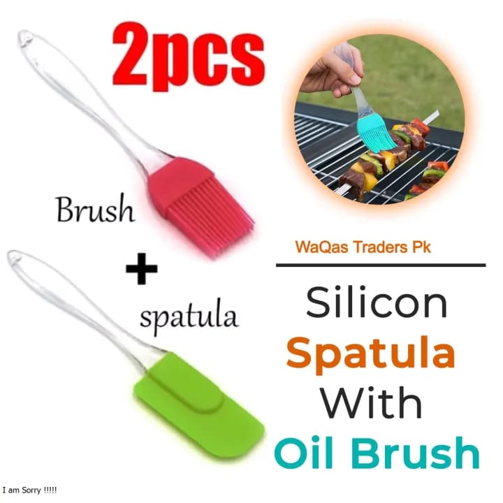 Pack of 2 Big Spatula & Oil Brush Set – Kitchen Cooking & Baking Utensils Seasonwize