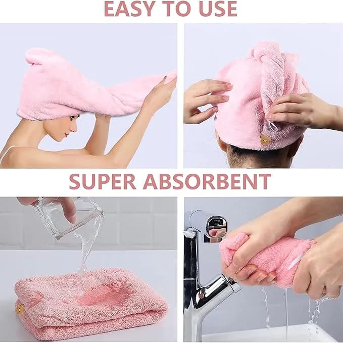 Hair Dryer Cap Towel – Quick Drying Hair Wrap Bath Cap for Girls & Women Seasonwize