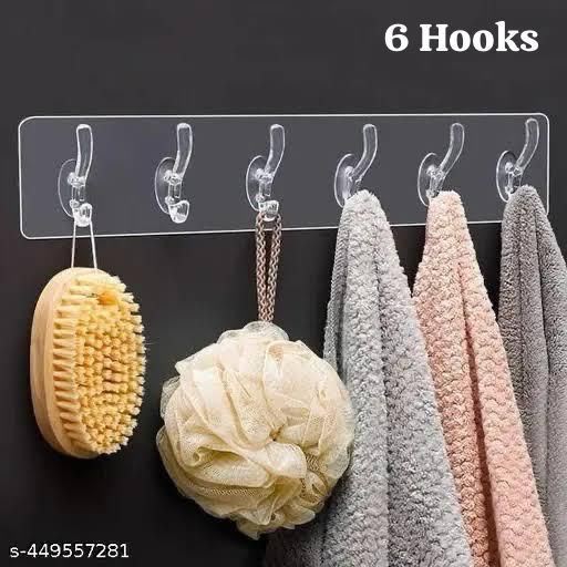 Transparent Wall Hooks for Hanging | Self Adhesive No Drill Sticky Hooks Seasonwize