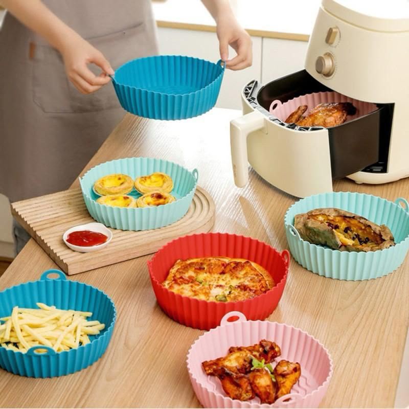 Silicone Air Fryer Plate – Reusable Non-Stick Cooking Liner & Food Baking Tray | Random Color Seasonwize