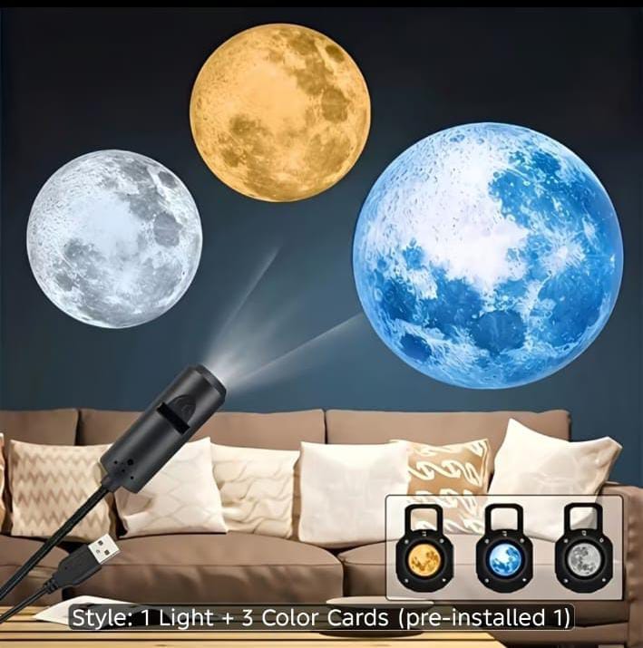 USB Starry Sky Projection Night Light with 3 Replaceable Projection Discs | 3D Mood & Room Atmosphere Lamp Seasonwize