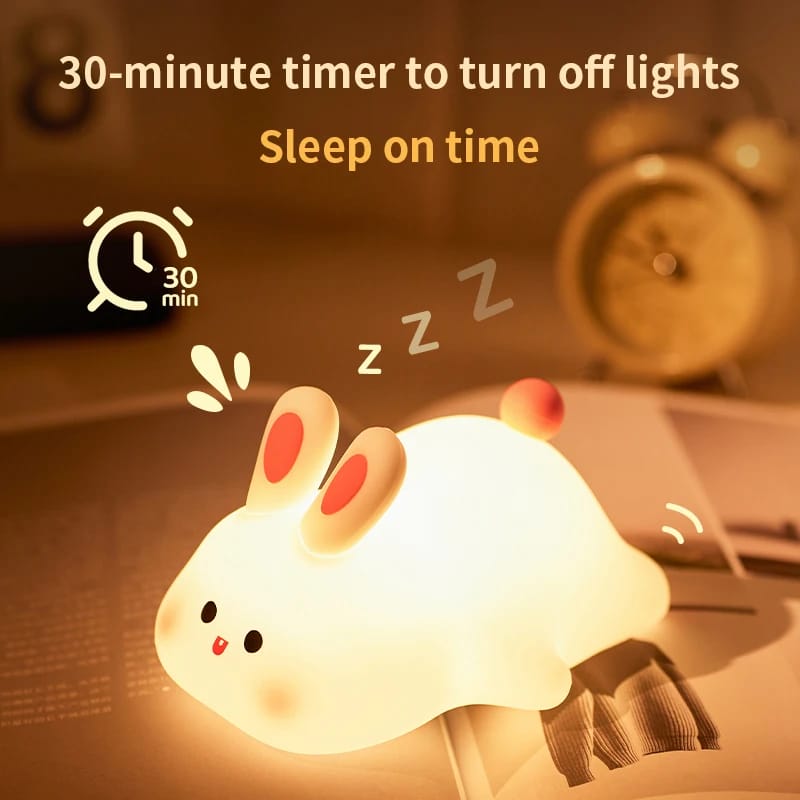 Big Face Rabbit Night Light – Cute Silicone RGB Touch Sensor Lamp for Kids & Baby Bedroom Decor Seasonwize