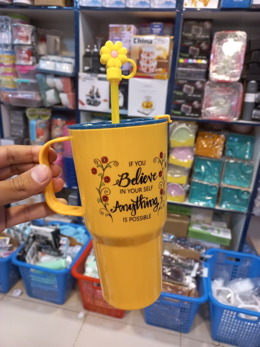 750ml Cute Mini Tumbler with Straw & Straw Cap | Reusable Plastic Water Cup – Random Color Seasonwize