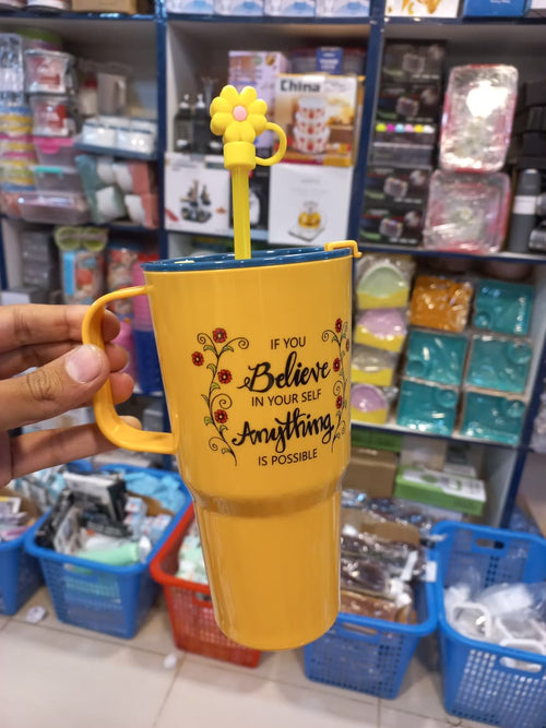 750ml Cute Mini Tumbler with Straw & Straw Cap | Reusable Plastic Water Cup – Random Color Seasonwize