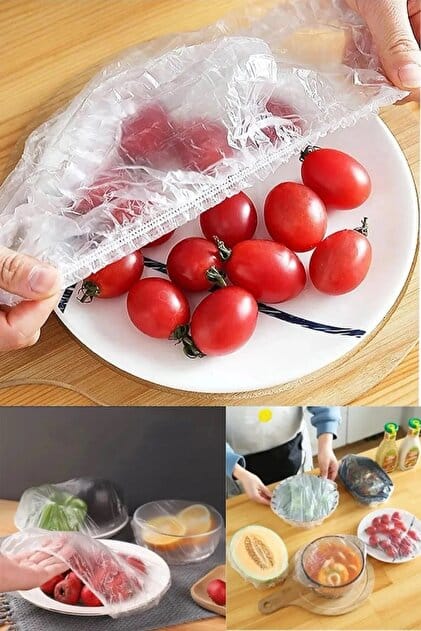 100Pcs Disposable Food Cover Bags – Plastic Food Storage Covers for Kitchen & Home Seasonwize