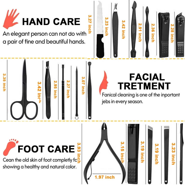 16-in-1 Complete Set – Manicure aur pedicure ke liye multiple professional grooming tools.
Professional Nail Care – Nail clipping, shaping, cuticle care aur grooming ke liye suitable.
Portable Travel Case – Compact case ki wajah se ghar, office ya travel Seasonwize